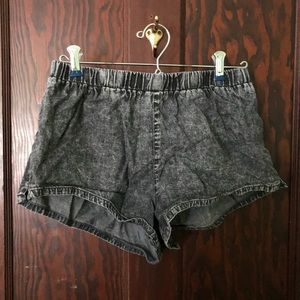 Acid washed black shorts